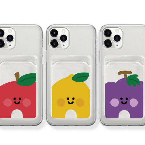 [포켓젤리] 왕과일 사과 커플 귀여운 카드포켓 젤리케이스 아이폰15