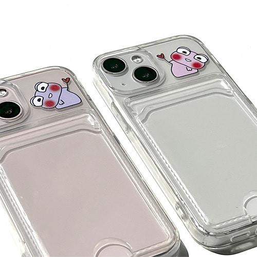 [포켓젤리] 하트막대기 맹꽁 커플 귀여운 카드포켓 젤리케이스 아이폰15